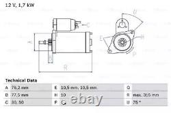 GENUINE EO BOSCH 0986016250 / 1625 12 V Starter Motor