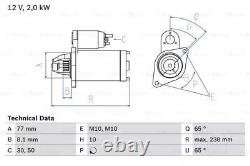 GENUINE EO BOSCH 0986023340 / 2334 12 V Starter Motor