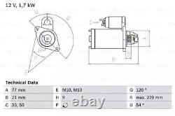 GENUINE OE BOSCH 0986025140 / 2514 12 V Starter Motor