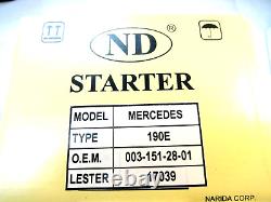 Mercedes 190E. 1985-1993. Starter. L4, 2.3L. 1.4KWith12Volt. CW. 9-Tooth. 1Yr Warranty