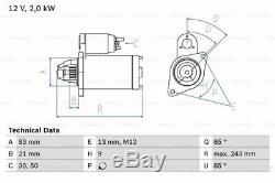 Starter Motor 0986018030 Bosch 8602360 9459468 Genuine Top Quality Replacement