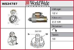 Starter Motor (Surcharge Free) WS34787 WWA Genuine Top Quality Replacement New