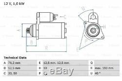 VW POLO 9A 1.4 Starter Motor 03 to 07 Manual Bosch 02T911023G 02T911023GX