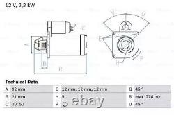 Véritable démarreur 12 V EO BOSCH 0986016210 / 1621